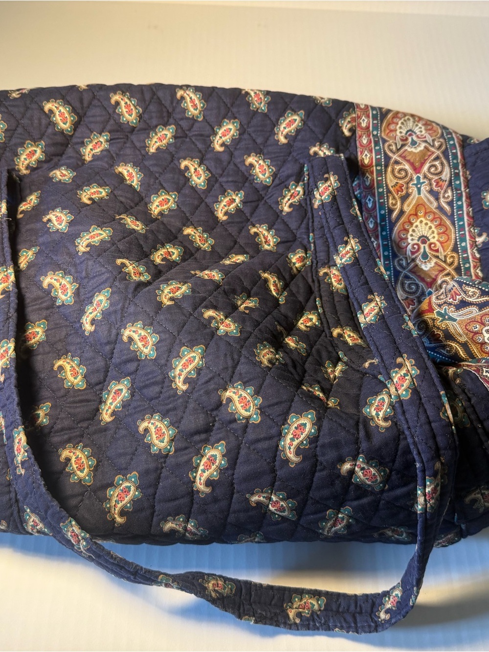 Vera Bradley Navy Quilted Paisley Tote with Rust and Cream Accents - Picture 2 of 9